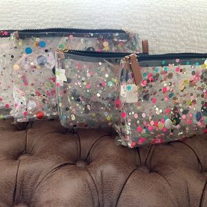 J. Crew Set of Four Glitter Cosmetic Bags